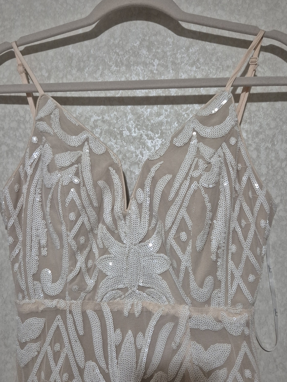 NWT Lulu's Ivory Beaded Lace Maxi Dress with Spaghetti Straps..SIZE:S - Picture 9 of 16